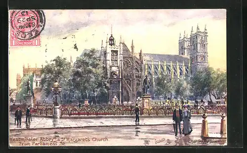 Künstler-AK Charles F. Flower: London, Westminster Abbey & St. Margaret`s Church