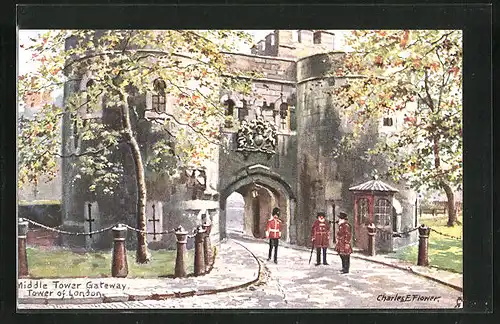 Künstler-AK Charles F. Flower: Tower of London, Middle Tower gateway