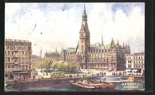 Künstler-AK Charles F. Flower: Hamburg, Rathaus