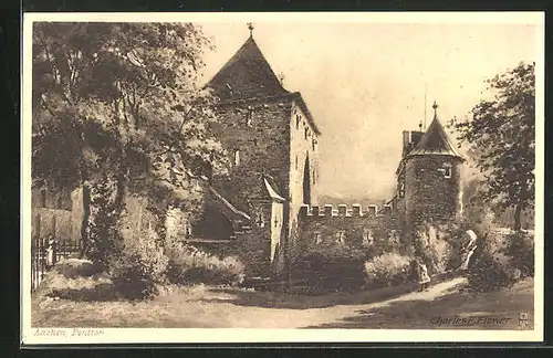 Künstler-AK Charles F. Flower: Aachen, Ponttor