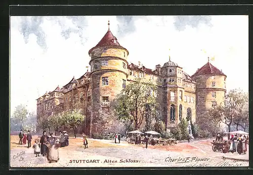 Künstler-AK Charles F. Flower: Stuttgart, Altes Schloss