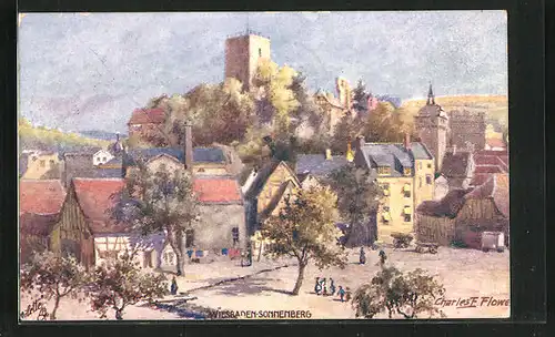 Künstler-AK Charles F. Flower: Wiesbaden, Sonnenberg