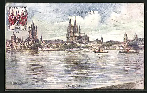 Künstler-AK Charles F. Flower: Cologne, Flusspartie mit Dom