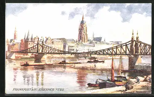 Künstler-AK Charles F. Flower: Frankfurt a. M., Eiserner Steg