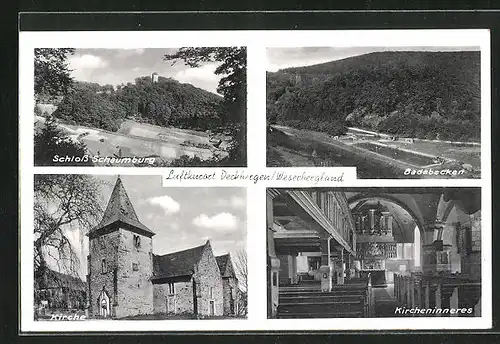 AK Deckbergen /Weserbergland, Schloss Schaumburg, Kirche, Innenansicht