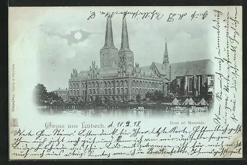 Mondschein-AK Lübeck, Dom mit Museum