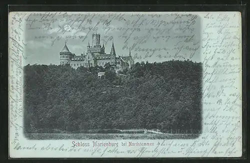 Mondschein-AK Pattensen, Schloss Marienburg