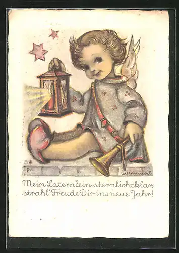 Künstler-AK Hummel: Engel mit Laterne