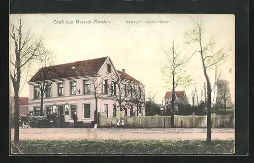 AK Hervest-Dorsten, Strasse am Restaurant Herm. Hütter