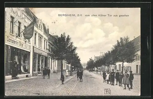 AK Bergheim, Erft vom alten Kölner Tor aus gesehen