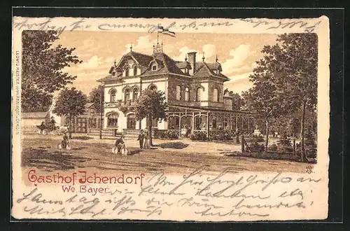 Lithographie Ichendorf, Gasthof von We. Bayer