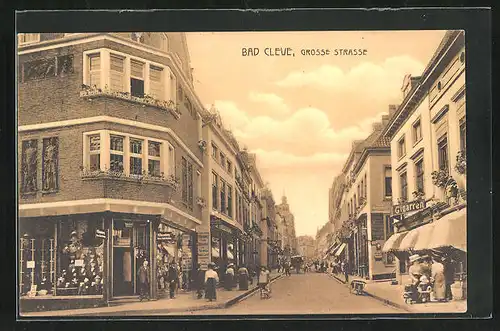 AK Bad Cleve, Grosse Strasse mit Geschäften