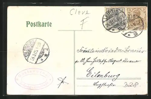Lithographie Bad Cleve, Fabrik-Anlage von Van den Berghs Margarine-Gesellschaft im Jahre 1905