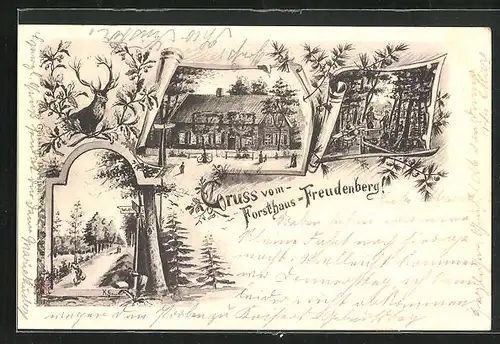 Künstler-AK Hervest-Dorsten, Gasthof Forsthaus Freudenberg