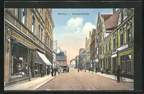 AK Bottrop, Essenerstrasse mit Buchbinderei und Cafe Siebeck