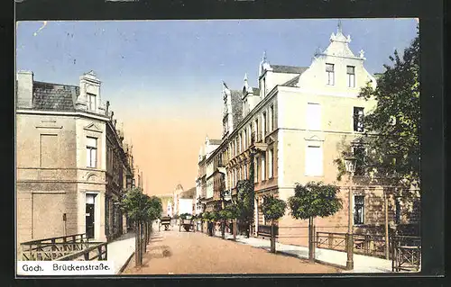 AK Goch, Abendstimmung in der Brückenstrasse