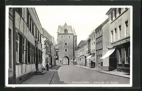AK Kempen /Rhein, Kuhrstrasse mit Geschäften und Kuhtor