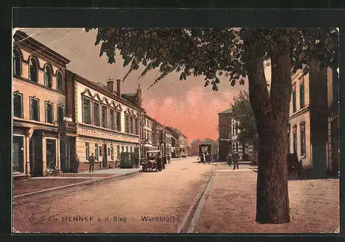 AK Hennef /Sieg, Warthbrücke mit Hotel Kaiserhof