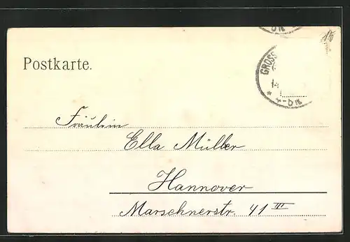 Lithographie Miesbach, Strassenpartie mit Kirche, Panorama