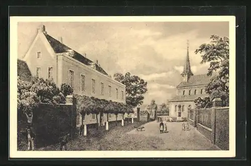 AK Lövenich, Strassenpartie mit Kirche