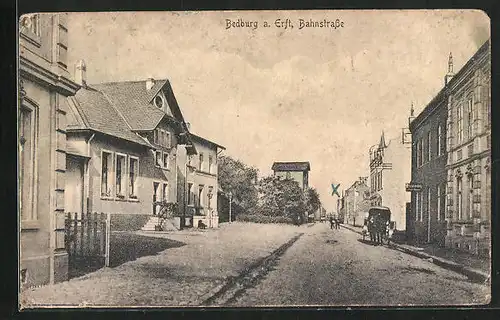 AK Bedburg /Erft, Blick entlang der Bahnstrasse