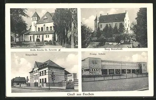 AK Frechen, Burg Benzelrath, Ringschule, Evang. Schule