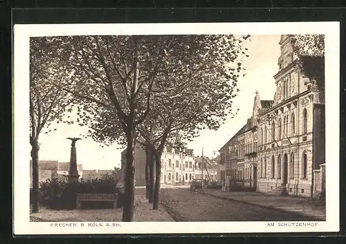 AK Frechen b. Köln a. Rh., Am Schützenhof mit Denkmal