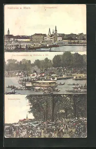 AK Mülheim a. Rhein, Totalansicht, Die Gottestracht, Kirmesplatz