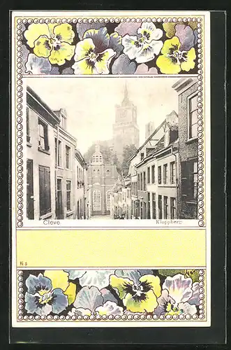 AK Cleve, Strassenpartie am Kloppberg, Stiefmütterchen