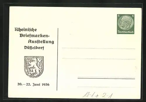 Künstler-AK Düsseldorf, Rheinische Briefmarken-Ausstellung 1936, Andrang im Postamt, Ganzsache