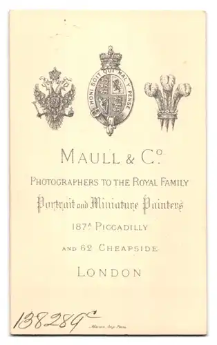 Fotografie Maull & Co., London, 187a Piccadilly, Portrait älterer Herr im Anzug mit Chin Strap Bart