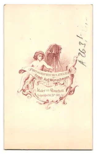Fotografie Friedr. Aug. Wünschmann, Glauchau, Leipziger Strasse 501, Portrait bürgerliche Dame mit Haube