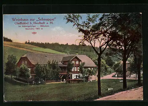 AK Giesshübel b. Neustadt a. M. /Adlergebirge, Gasthaus Zur Schnappe