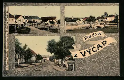 AK Vycapy, Strassenpartie, Hauptplatz, Ortspartie