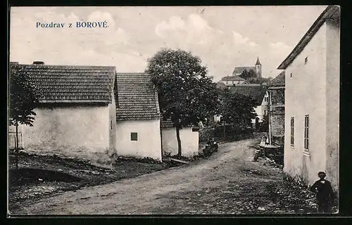 AK Borove, Strassenpartie gegen Kirche