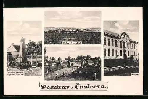 AK Castrov, Skola, Pomnik padlym vojinum ve valce, Panorama