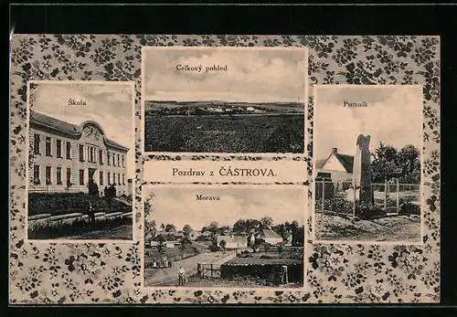 AK Castrov, Skola, Pomnik padlym vojinum ve valce, Panorama