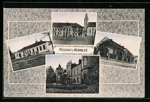 AK Heràlec, Hostinec, Schloss, Ortspartie