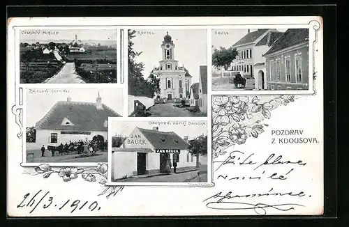 AK Kdousov, Obchodni dum J. Bauera, Zeajedni hostinec, Skola