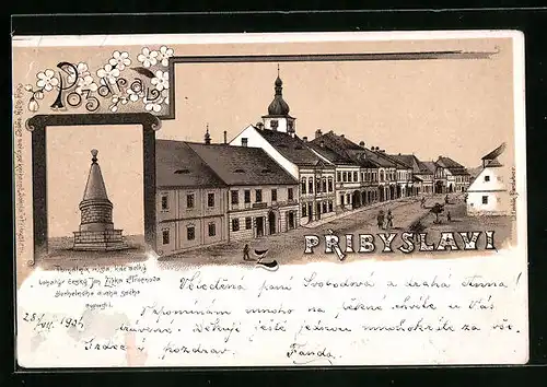 Lithographie Pribyslav, Pamatnik mista, Strassenpartie