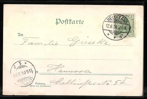 Lithographie Helgoland, Inselansicht aus der Vogelschau