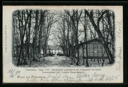 Mondschein-AK Finkenkrug, Lehrter Haupt-Bahnhof im Laubwald