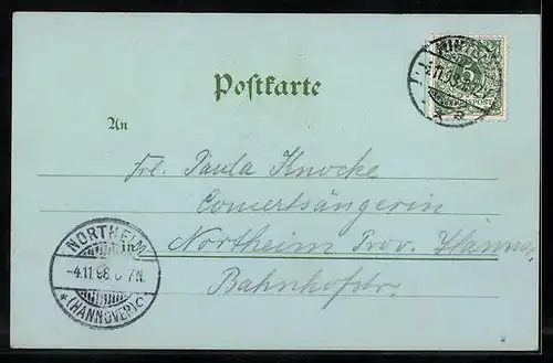 Mondschein-Lithographie Rinteln, Klippenturm, Rathaus, Arensburg