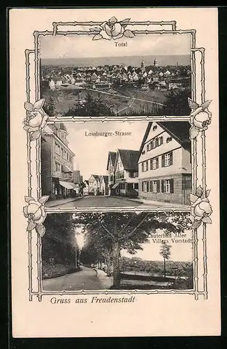 AK Freudenstadt, Totalansicht, Lossburger Strasse, Lauterbad Allee