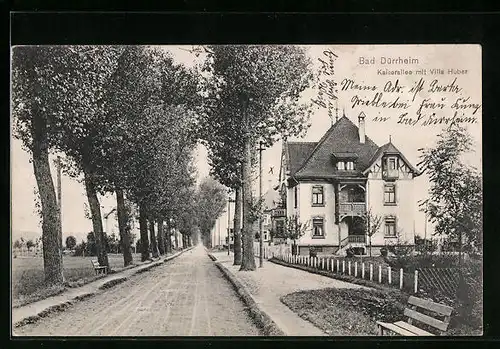 AK Bad Dürrheim, Kaiserallee mit Villa Huber