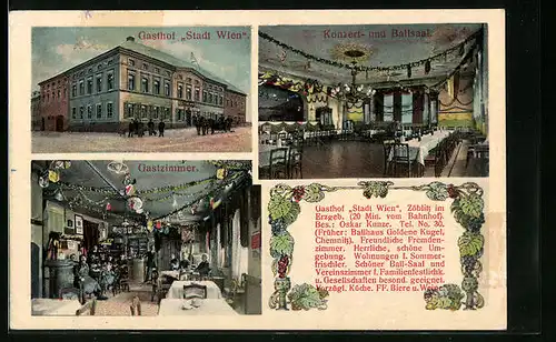 AK Zöblitz i. Erzgeb., Gasthof Stadt Wien, Konzert- und Ballsaal