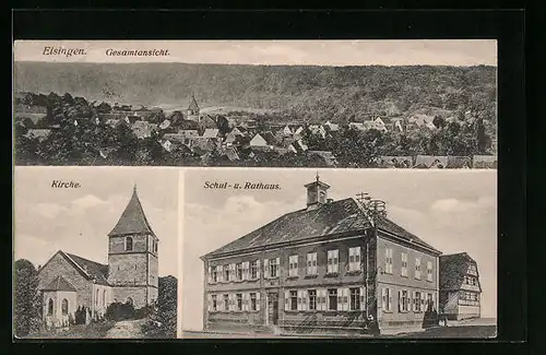 AK Eisingen, Kirche, Schul- und Rathaus