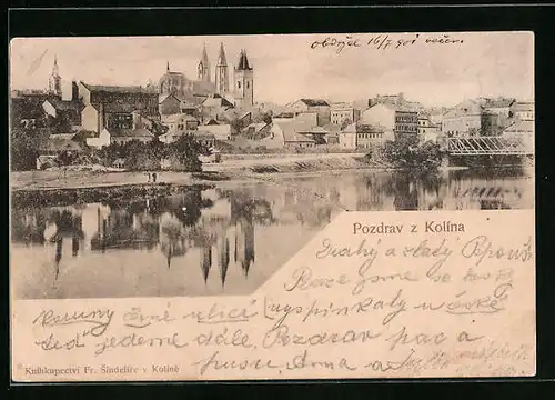 AK Kolin, Ortsansicht vom Wasser
