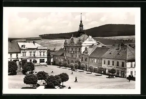 AK Votice u Tábora, Marktplatz und Rathaus