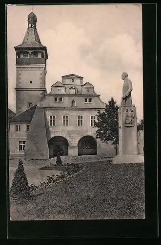 AK Dobrovice, Frontalsicht auf ein Herrenhaus